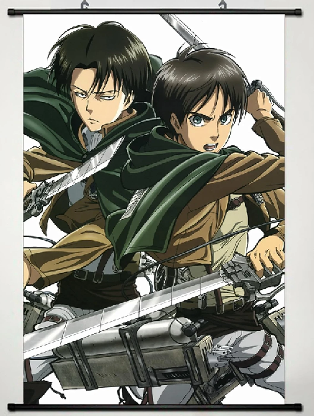 Attack on Titan Home Decor Shingeki no Kyojin Cosplay Wall Scroll Poster Eren Jäger & Levi/Rivaille/Rival 23.6 X 35.4 Inches-JX09