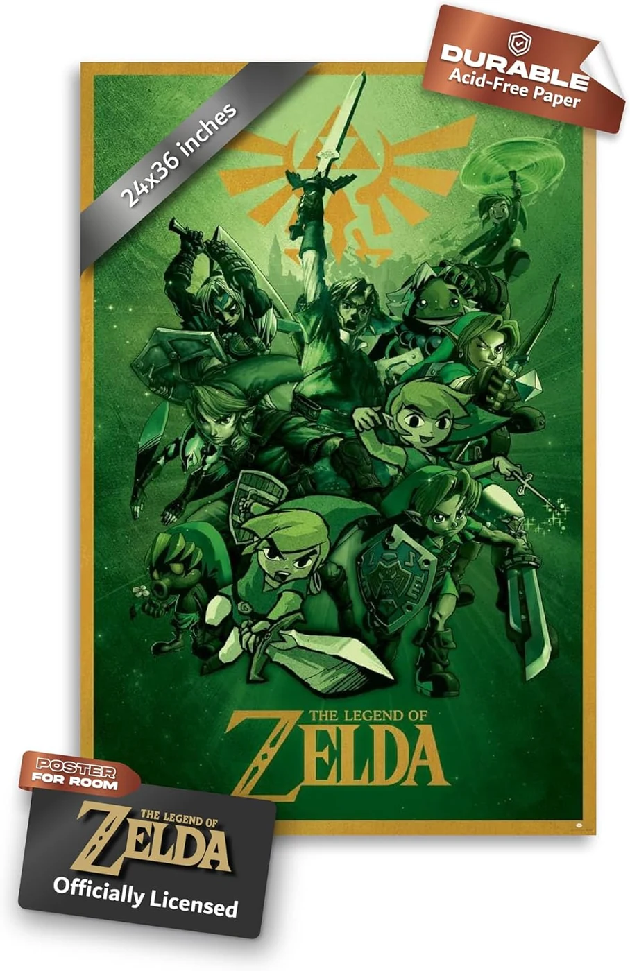 Pyramid America The Legend of Zelda 24x36 Poster Art Print Unframed Nintendo Video Game Wall Art for Bedroom Decor, Aesthetic Room Decor, Living Room & Office Wall Decor