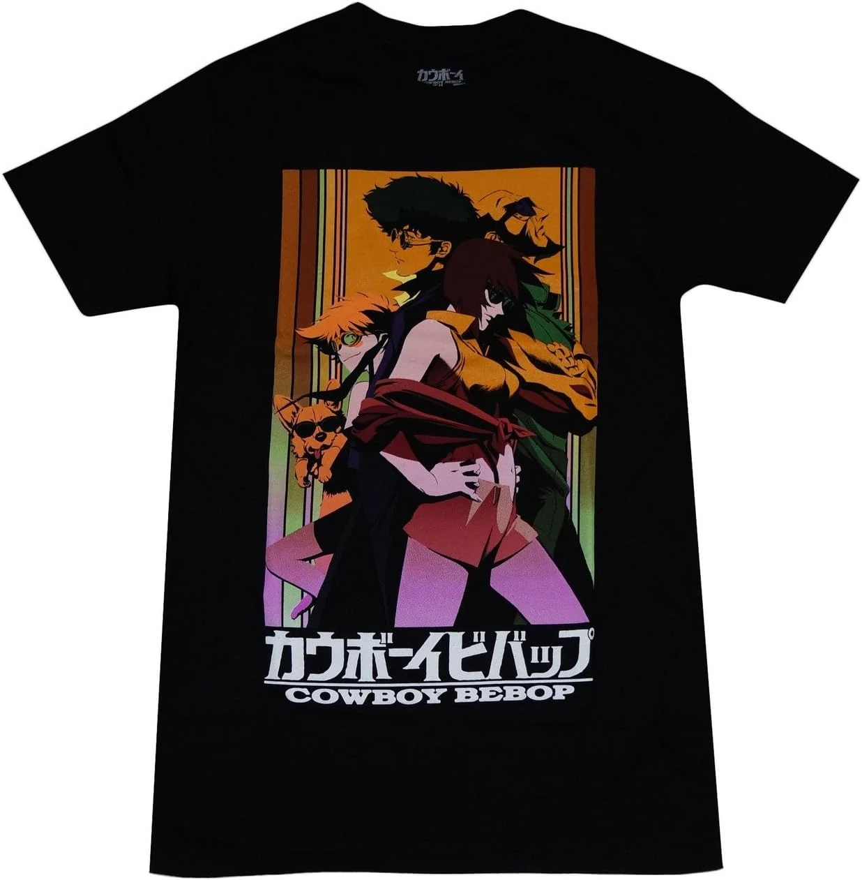 Cowboy Bebop Men's Spike, Faye, Jet, Ed, EIN T-Shirt, Large, Black