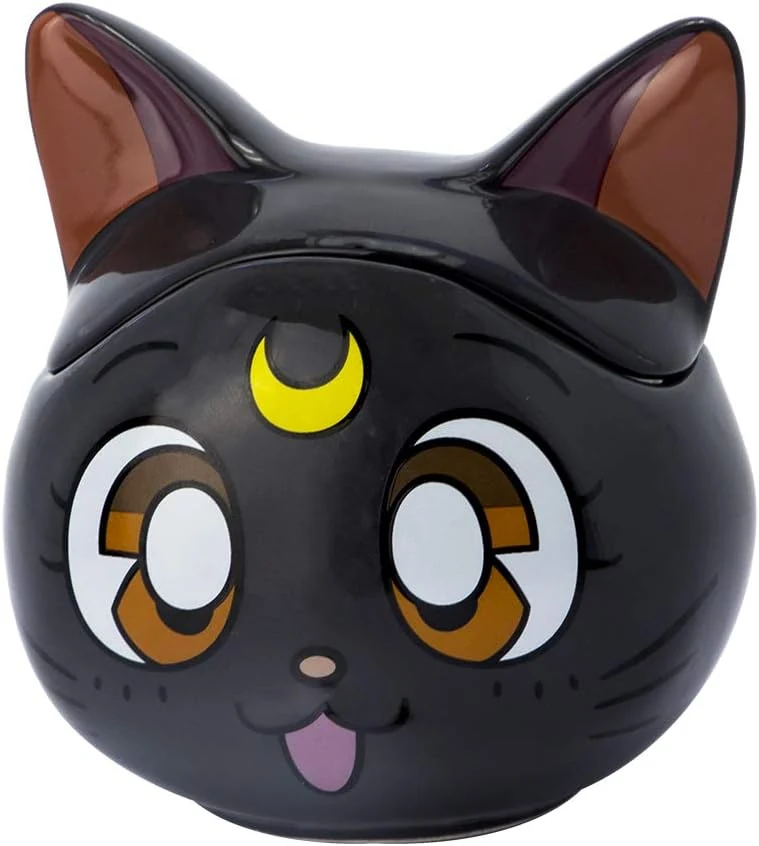 ABYSTYLE Sailor Moon Luna 3D Ceramic Coffee Tea Mug 11.5 Oz. With Removable Lid Anime Manga Drinkware Home & Kitchen Essential Gifts
