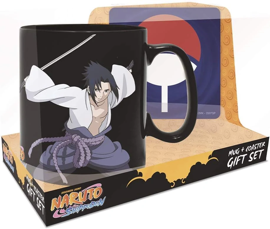 ABYSTYLE Naruto Shippuden Naruto and Sasuke Heat Change Mug and Coaster Gift Set Anime Manga Drinkware Merch