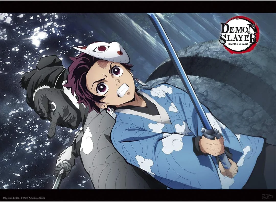 ABYSTYLE Demon Slayer Kimetsu No Yaiba Tanjiro & Urokodaki Unframed Mini Poster 15" x 20.5" Features Tanjiro and Urokodaki Anime Manga Wall Art Prints for Bedroom Office Room Decor