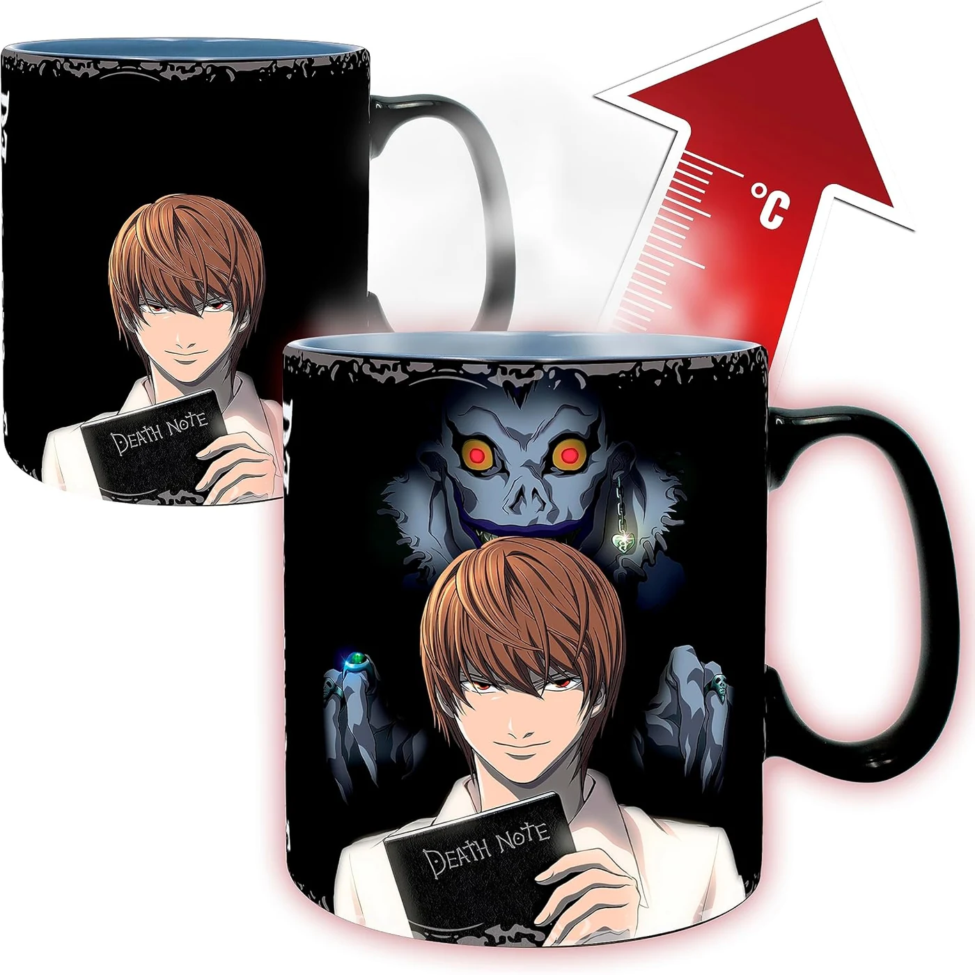 ABYSTYLE Death Note Kira & L Heat Change Ceramic Color Changing Coffee Tea Mug 16 Oz. Features L, Light & Ryuk Anime Manga Drinkware Home Essential Gift (ABYMUG611)