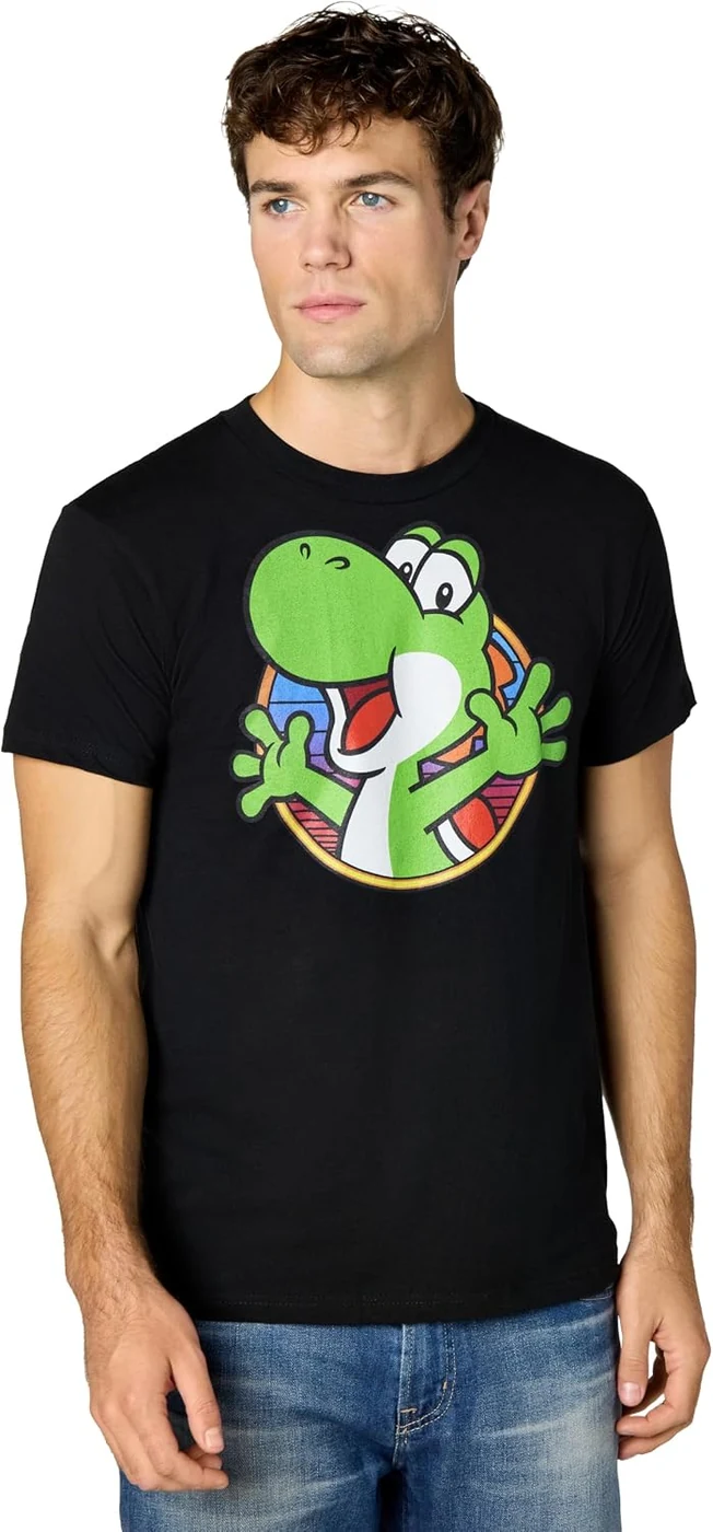 Nintendo Mens Super Mario Yoshi Color Fade Circle Logo T-shirtT-Shirt