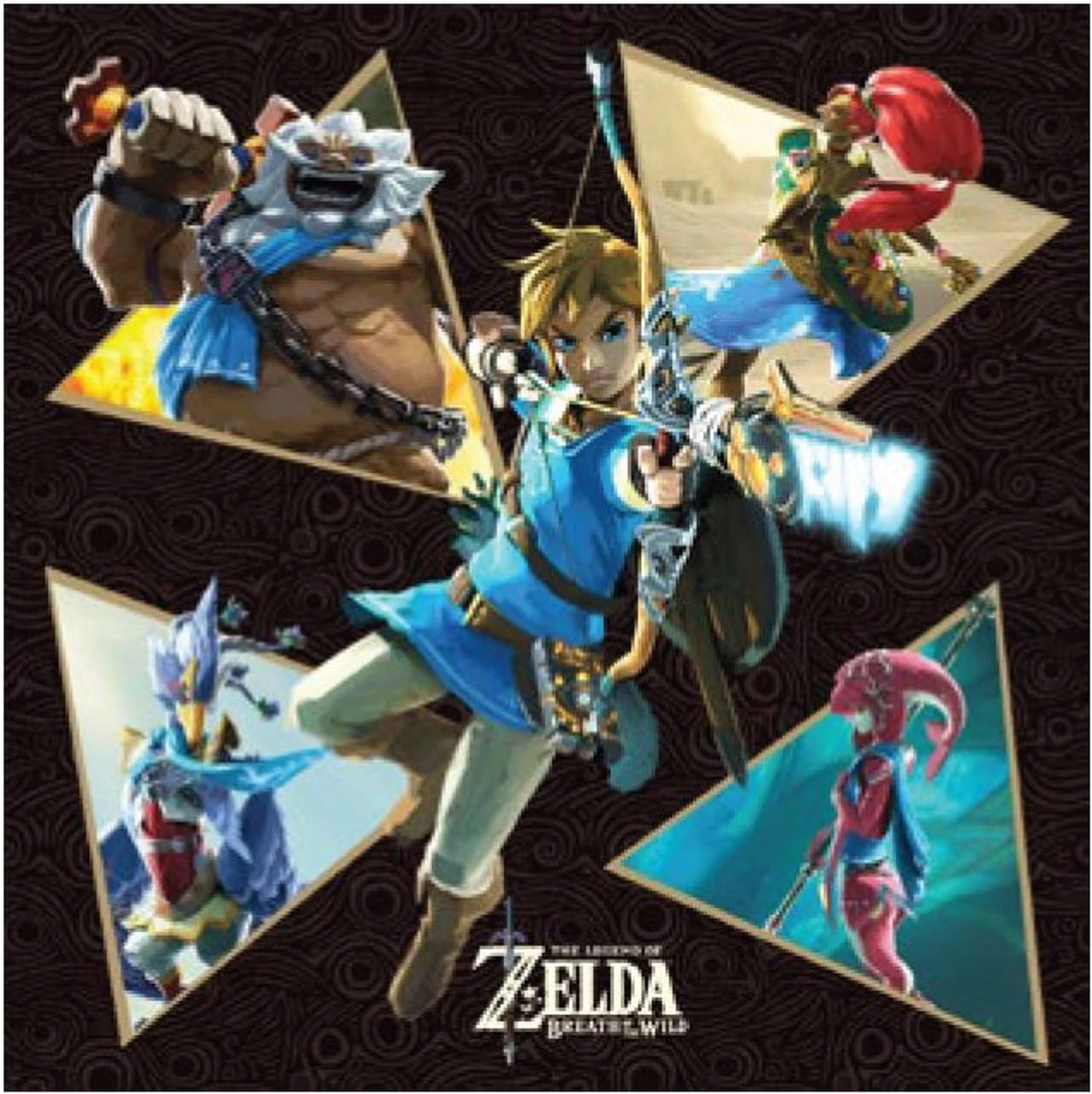 Prolific Art Galleries The Legend of Zelda Canvas Print Poster Wall Art Decor (6x6 inch) - Link with The Four Champions of Hyrule - Daruk,Mipha,Revali and Urbosa