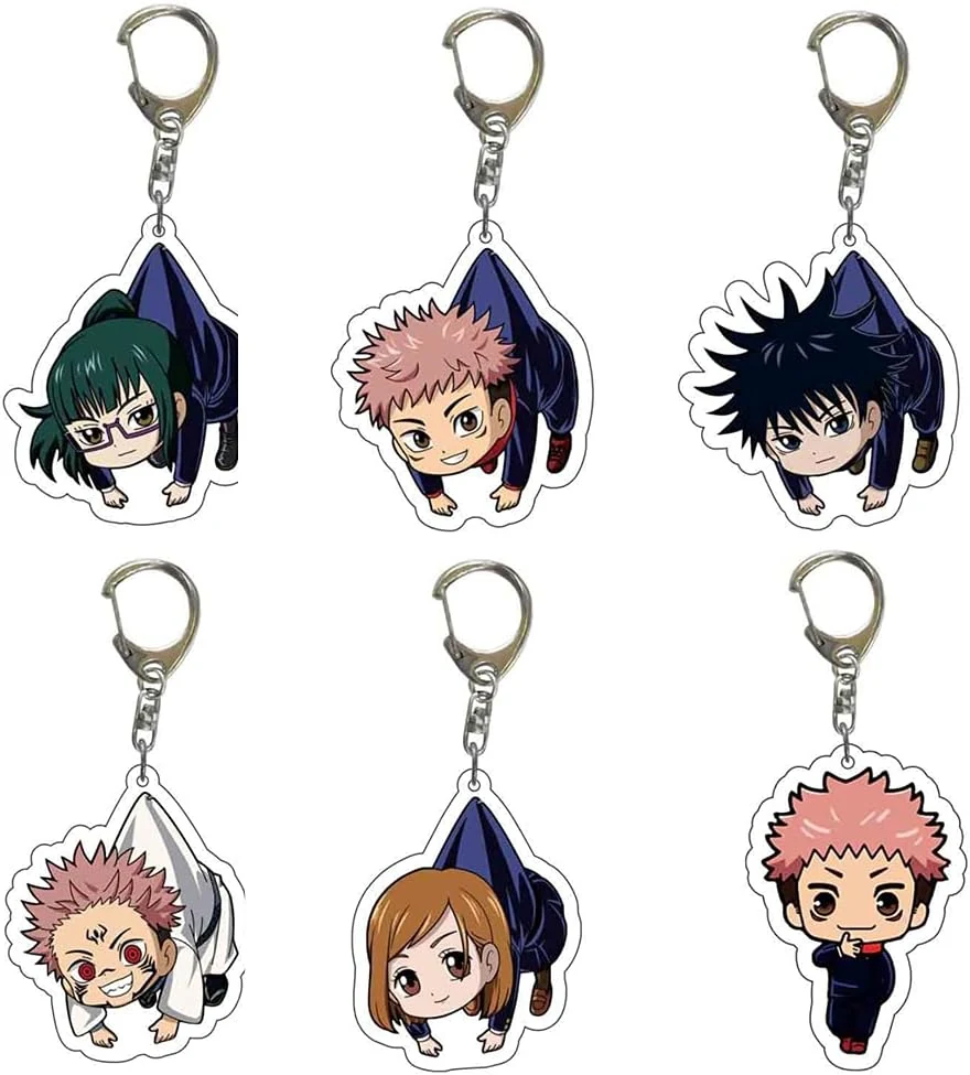CHAOZI0 6pcs Jujutsu Kaisen Keychain Pendant Anime double-sided transparent acrylic pendant, keychain pendant