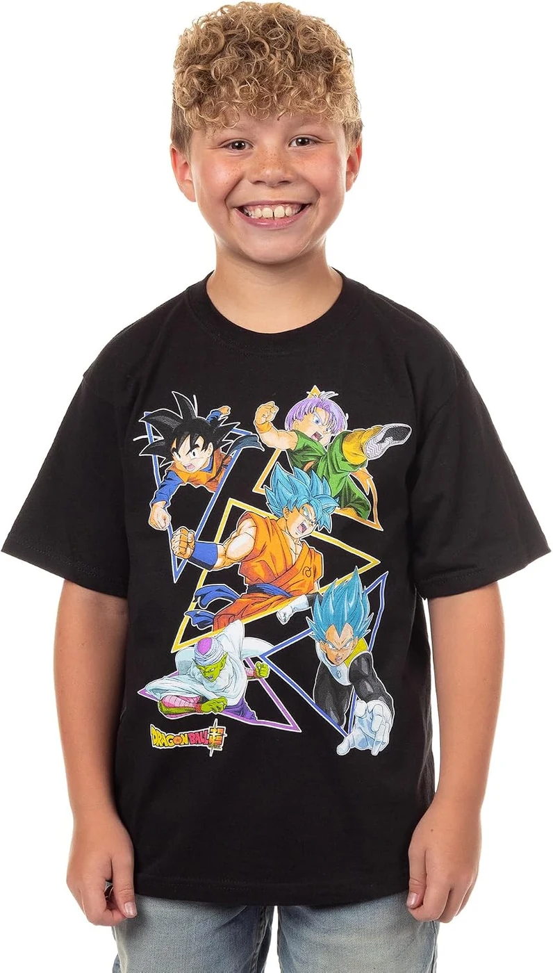 Dragon Ball Z Super Boys' Character Triangle Design Graphic Print T-Shirt