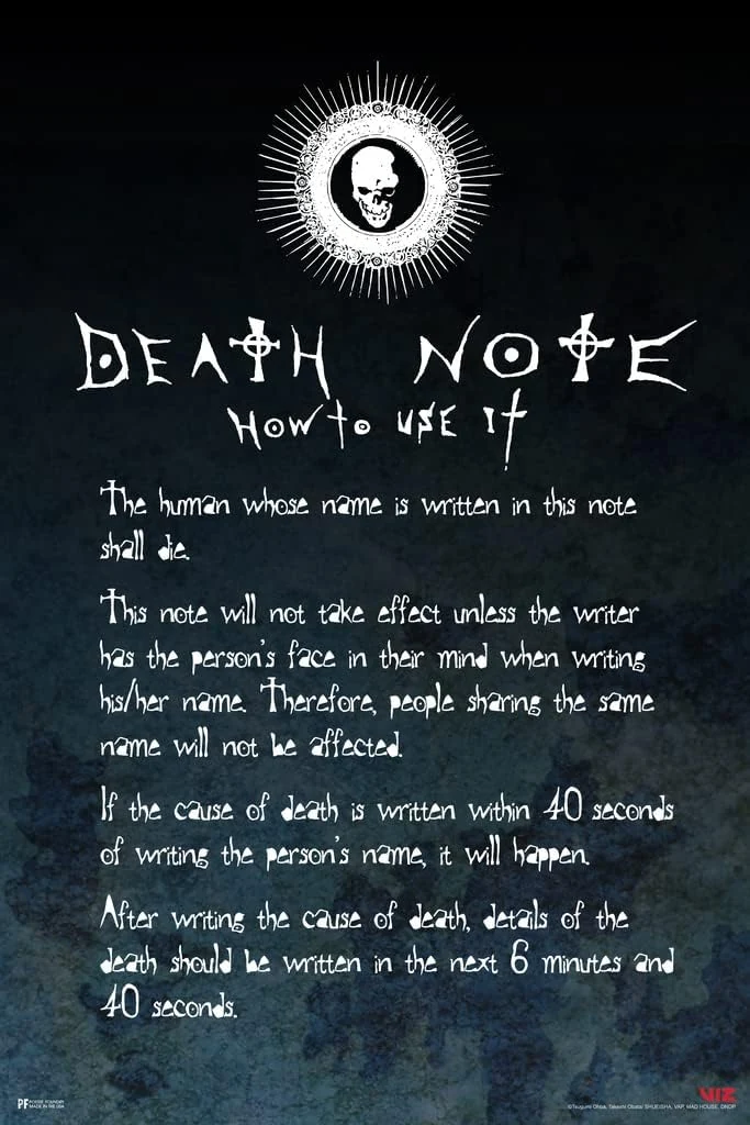 Death Note Poster Anime Merch Deathnote Posters Manga Series Cool Wall Art Print Poster 12x18