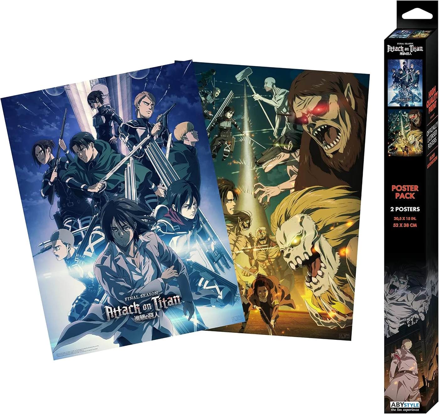ABYstyle Attack on Titan Unframed Boxed Poster Set Featuring the Scouts, Beast Titan & Jaw Titan 15 x 20.5 in Includes 2 Mini Posters Anime Poster Set Attack on Titan Wall Art Anime Posters for Bedroom AOT Decor