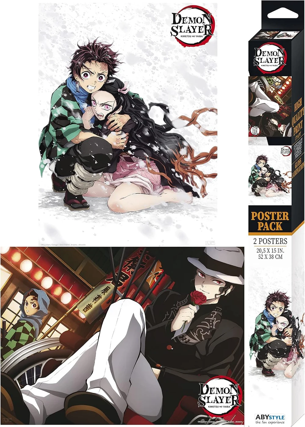 ABYSTYLE Demon Slayer Kimetsu No Yaiba Series 3 Unframed Boxed Poster Set 15" x 20.5" Includes 2 Mini Posters Anime Manga Wall Art Prints for BedroomOffice Room Decor