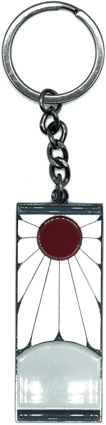 Demon Slayer Tanjiro Kamado Hanafuda Metal Pendant Keychain | Heavy Duty Car Key Ring Holder | Metal Brooch Badge Accessories For Backpack, Purse, Lanyard | Anime Gifts and Collectibles