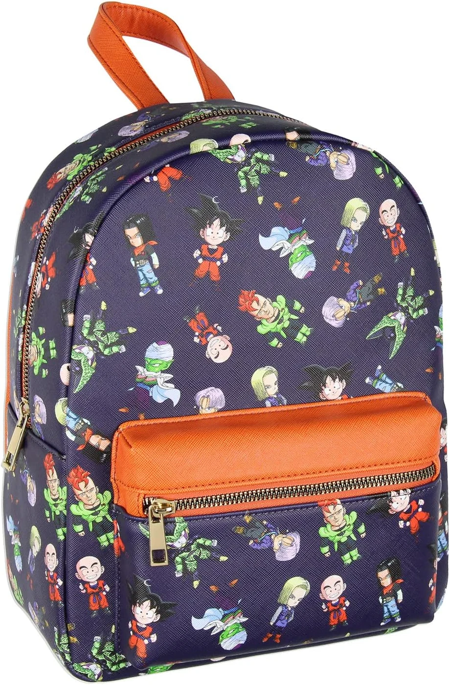 Bioworld Dragon Ball Z Goku Cell Piccolo Trunks Allover Character Faux Leather Mini Backpack