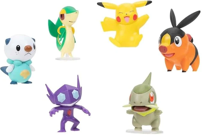 Pokémon Battle Figure 6 Pack - Features 2-Inch Sableye, Axew, Snivy, Tepig, Oshawott & Pikachu - Authentic Details