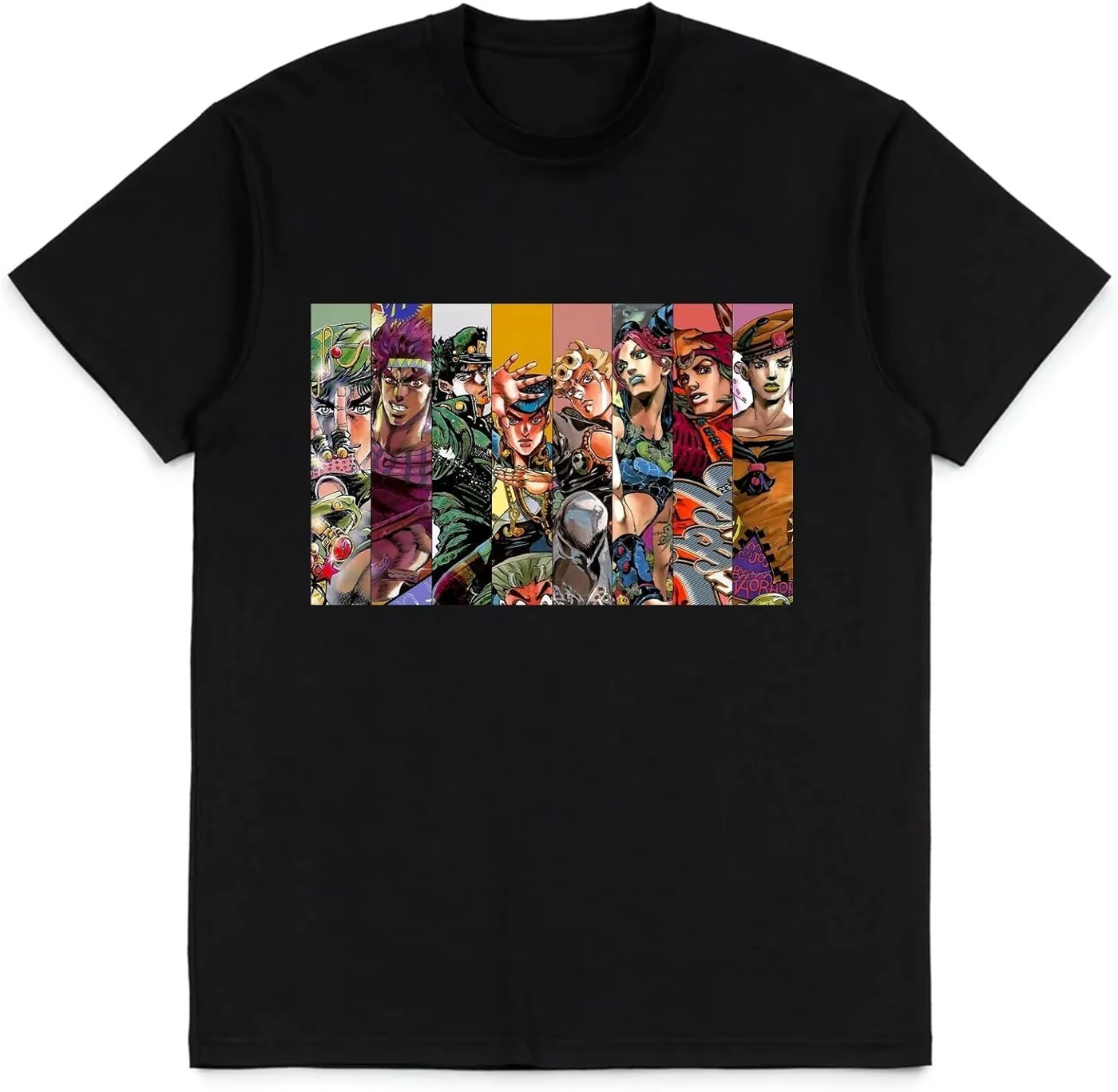 JoJo's Bizarre Adventure Shirt Anime Fashion Trend t-Shirt Unisex Short-Sleeved Tops Teen Fans Gifts Black tee Shirt