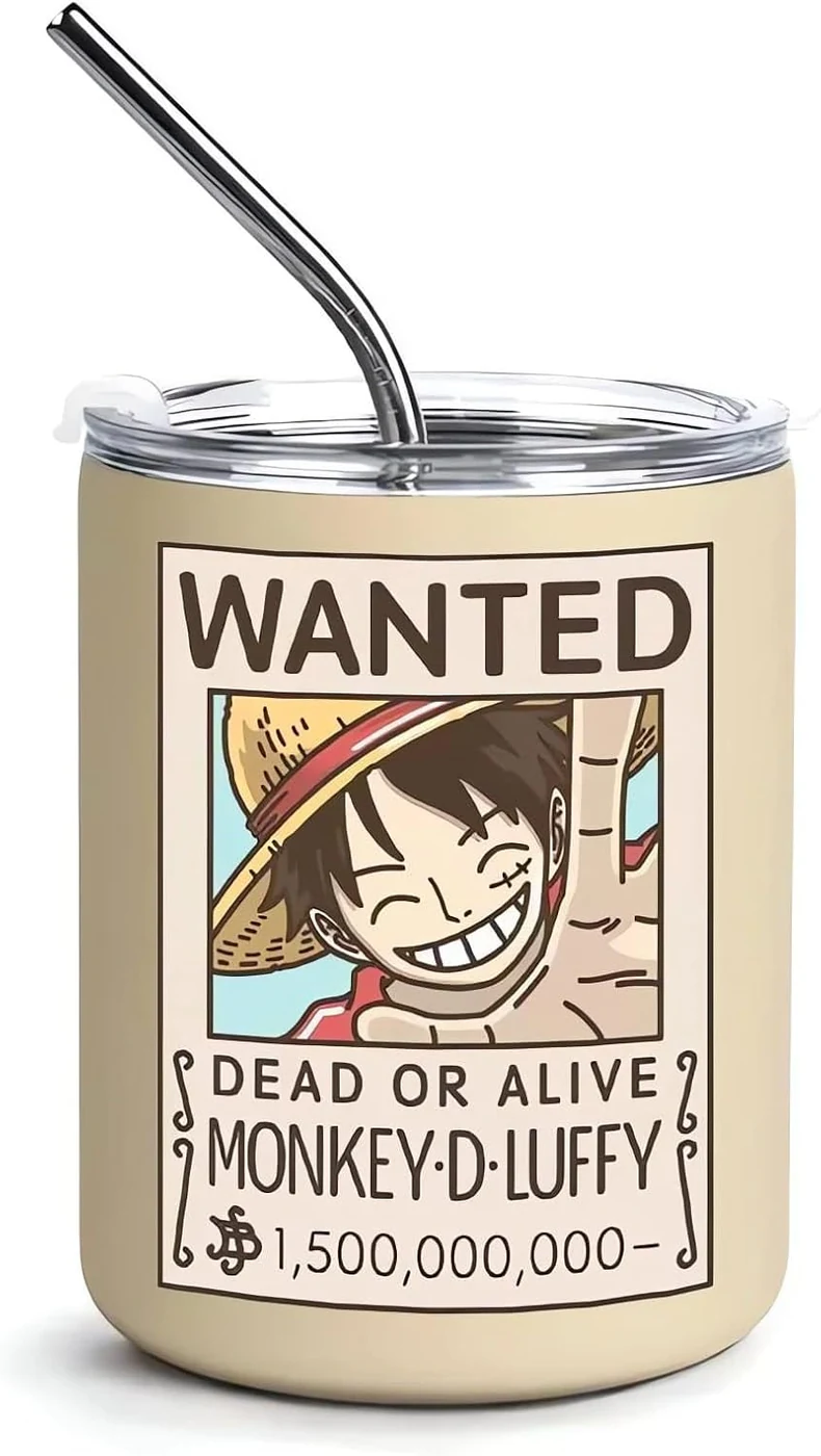 12 oz Stainless Steel Vacuum Tumbler One Piece Anime Mug with Lid and Straw