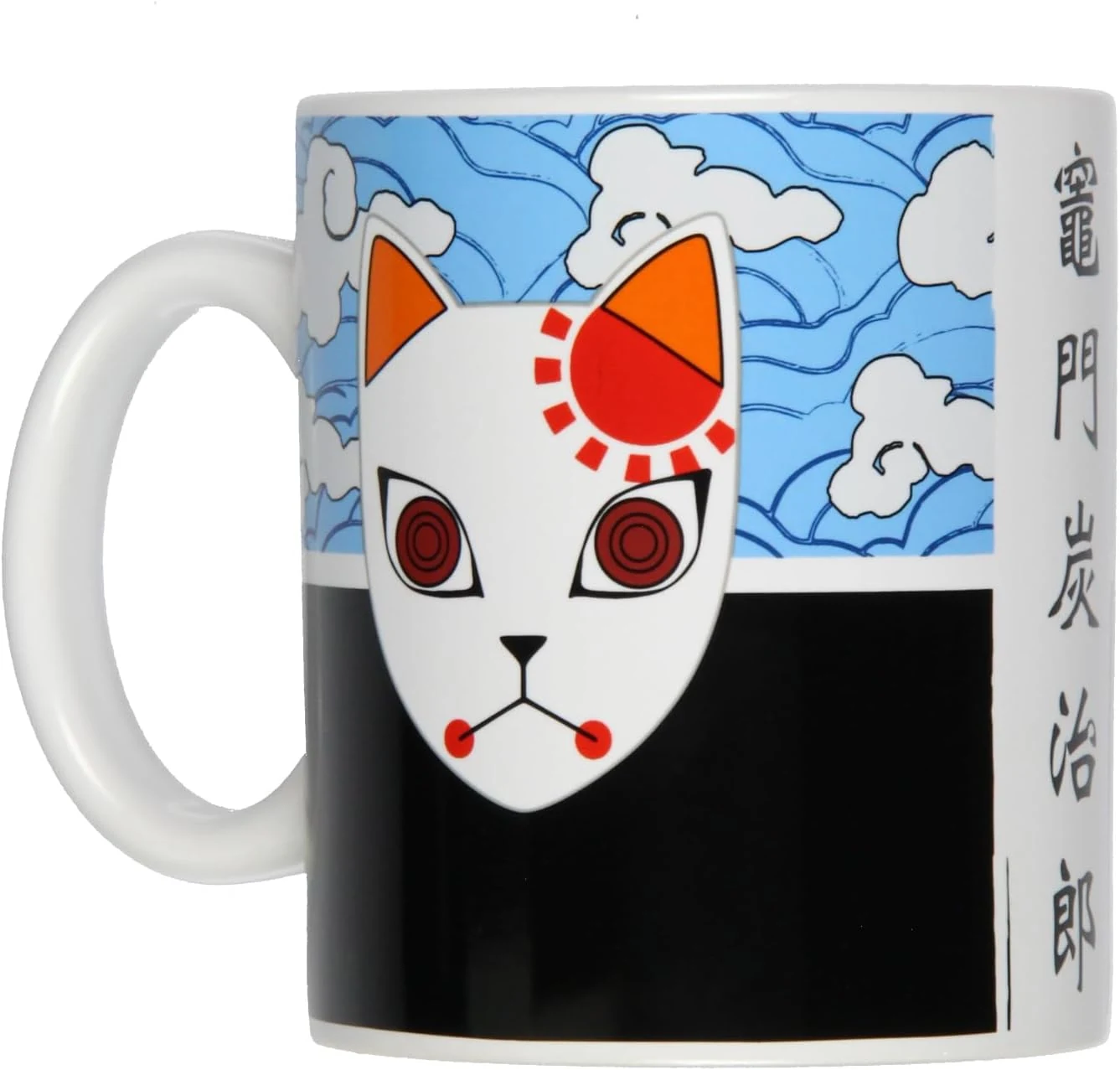 JUST FUNKY Demon Slayer Manga Anime Kitsune Fox Mask 16 OZ. Ceramic Coffee Mug Tea Cup