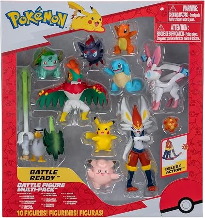 Pokemon Battle Figure 10 Pack - One 4.5-Inch Cinderace Figure Plus Three 3-Inch and Six 2-Inch Battle Figures Including Pikachu (Amazon Exclusive)
