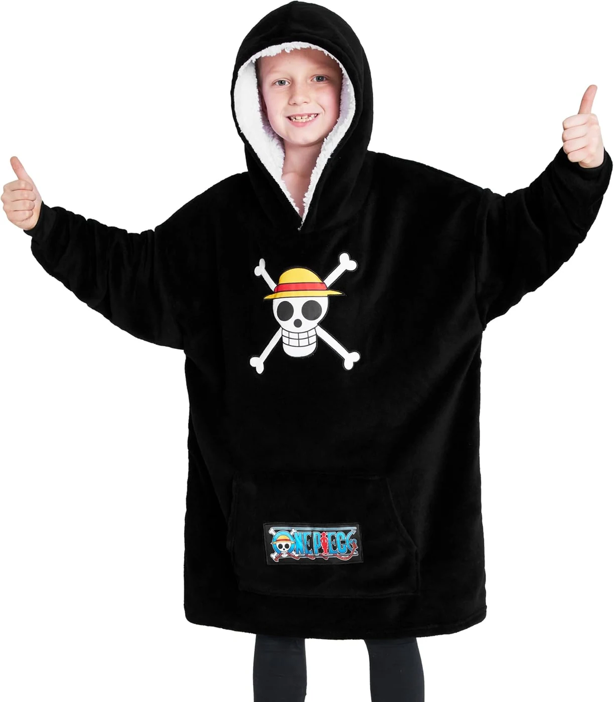One Piece Fleece Hoodie Blanket for Boys Teenagers - One Size Kids Oversized Hoodie Sherpa-Lined Hood Gifts for Boys