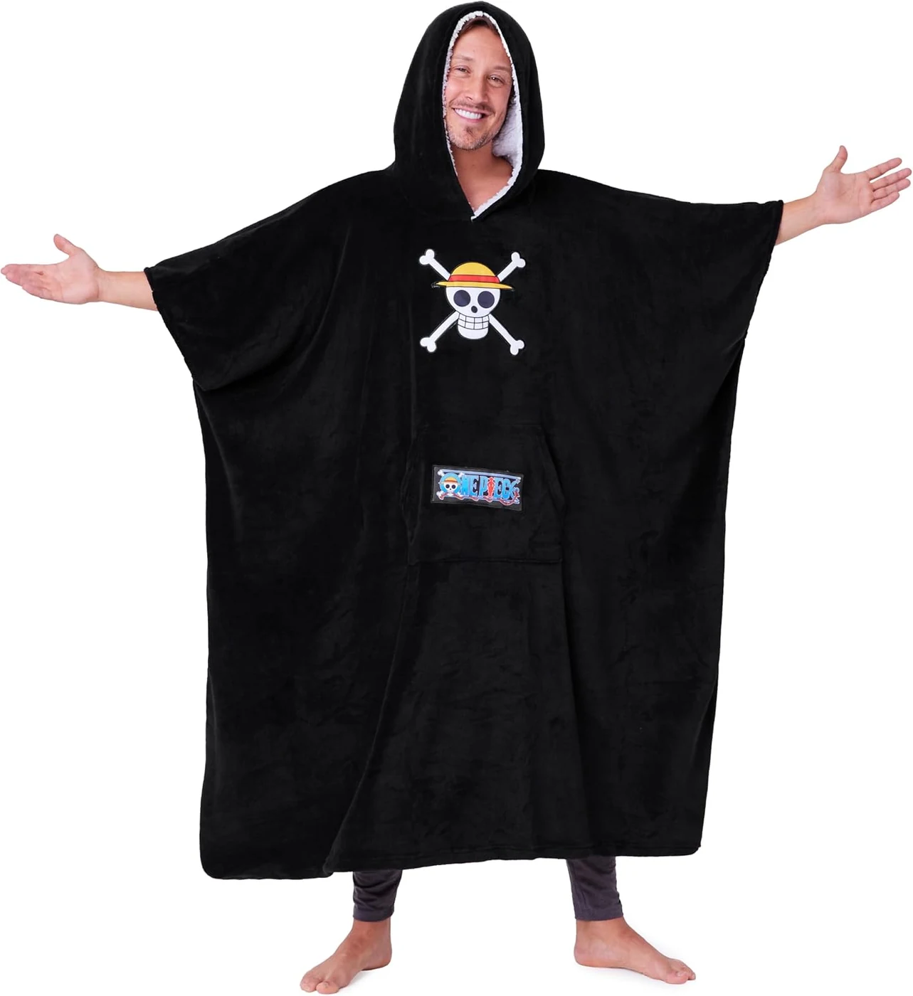 One Piece Hoodie Blanket for Adults and Teenagers Cosy Oversized Wearable Blanket One Size Sherpa Hood Gifts for Him