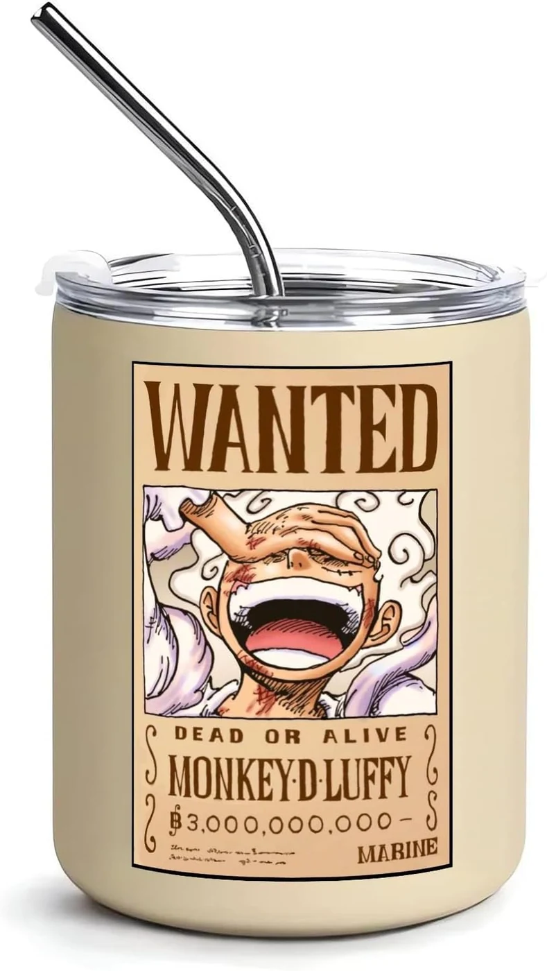 PUMPCAR 12 oz Vacuum Insulated Tumblers with Lid and Straw, stainless-steel cup Coffee Mug for Anime Lovers Office Home School Travel Manga Pirate Gifts One Piece accessories hot and cold drinks