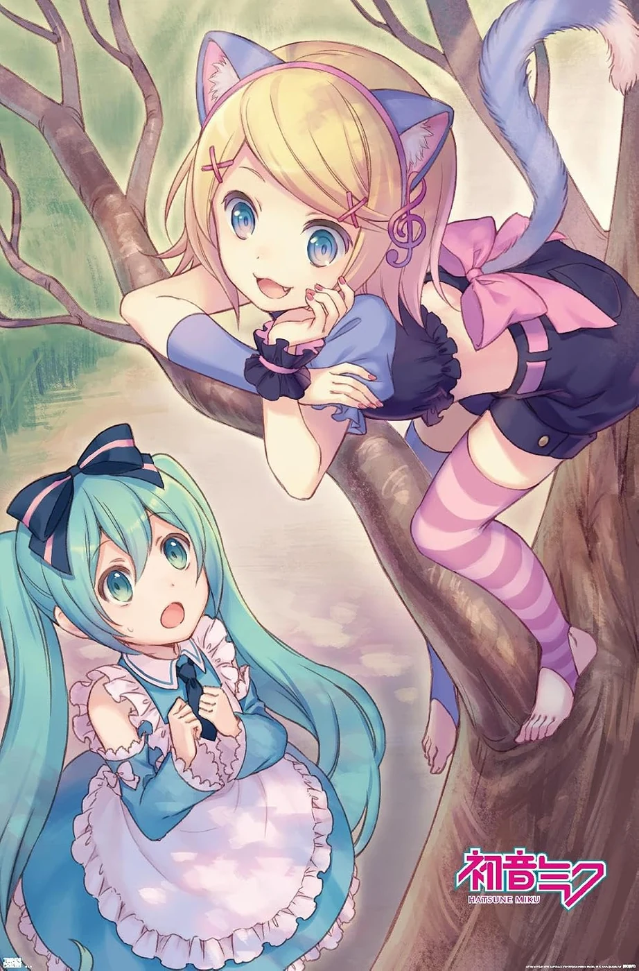 Hatsune Miku - Hatsune and Kagamine Wall Poster, 34L" x 22.4W", Premium Unframed Version