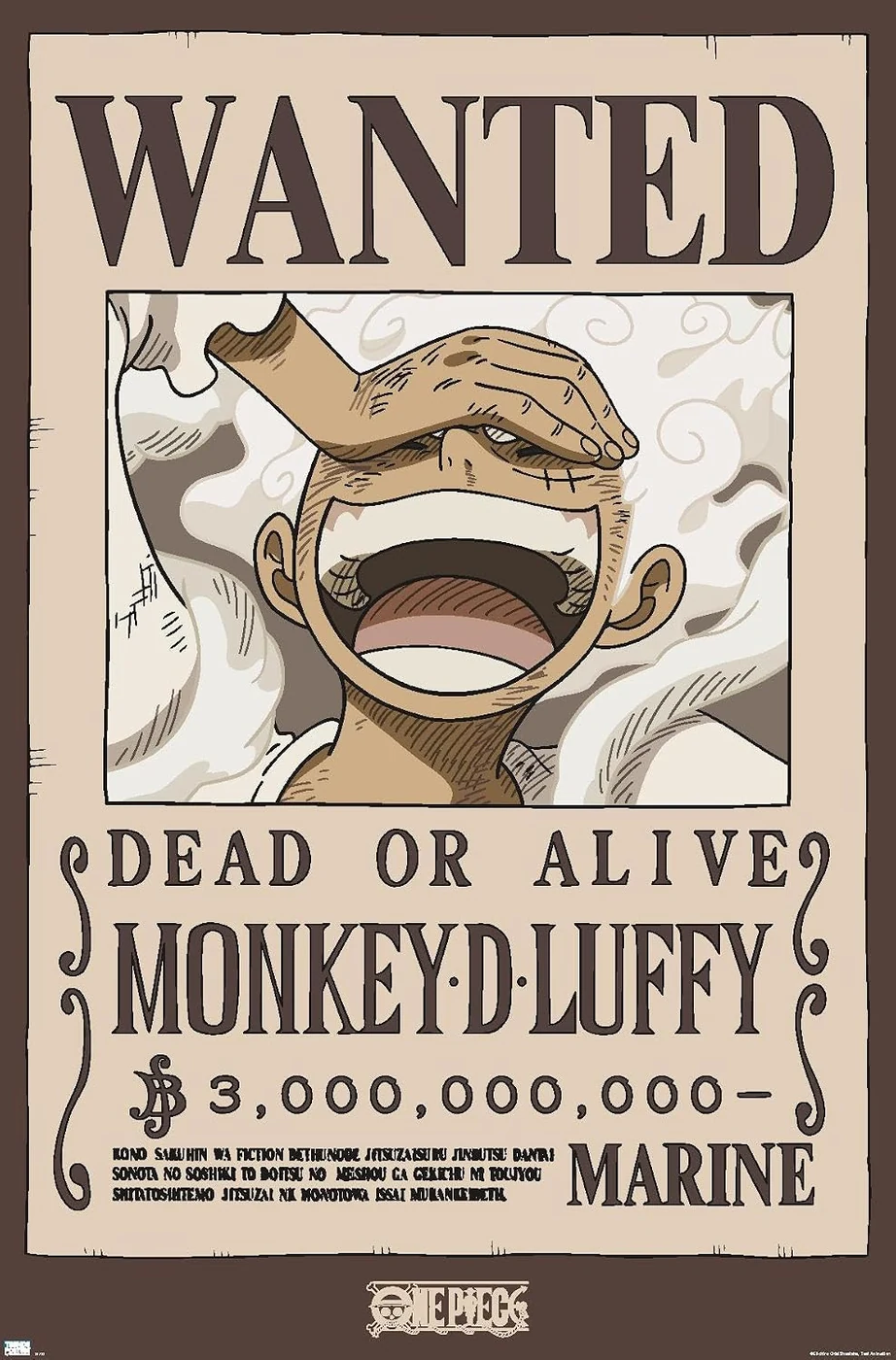 One Piece - Monkey D Luffy Wanted Poster Wall Poster, 34L" x 22.4W", Unframed Version