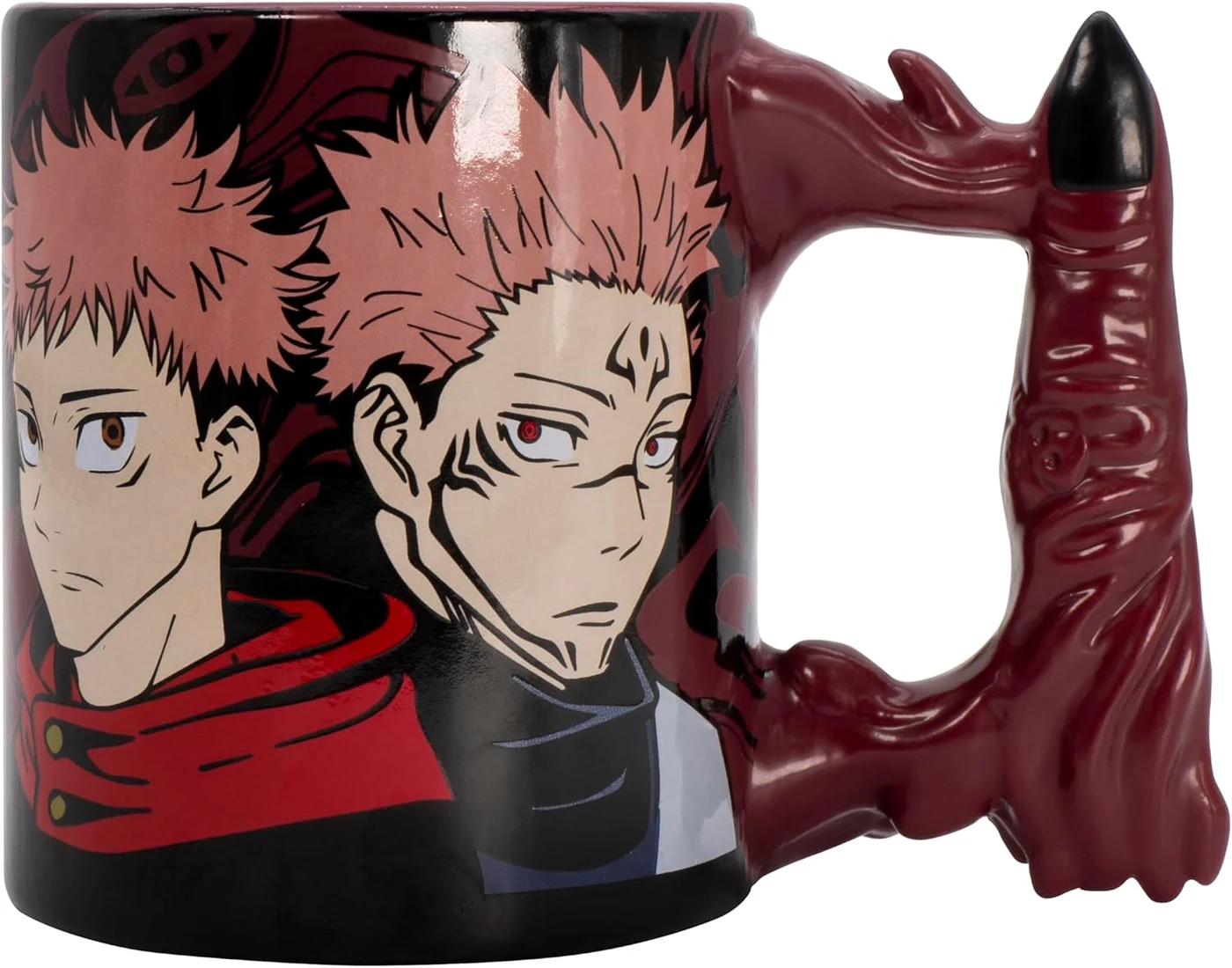 ABYSTYLE Jujutsu Kaisen Ceramic Mug, 16 Fl Oz with 3D Sukuna's Finger Handle, Anime Character Design Drinkware Home & Kitchen Merch