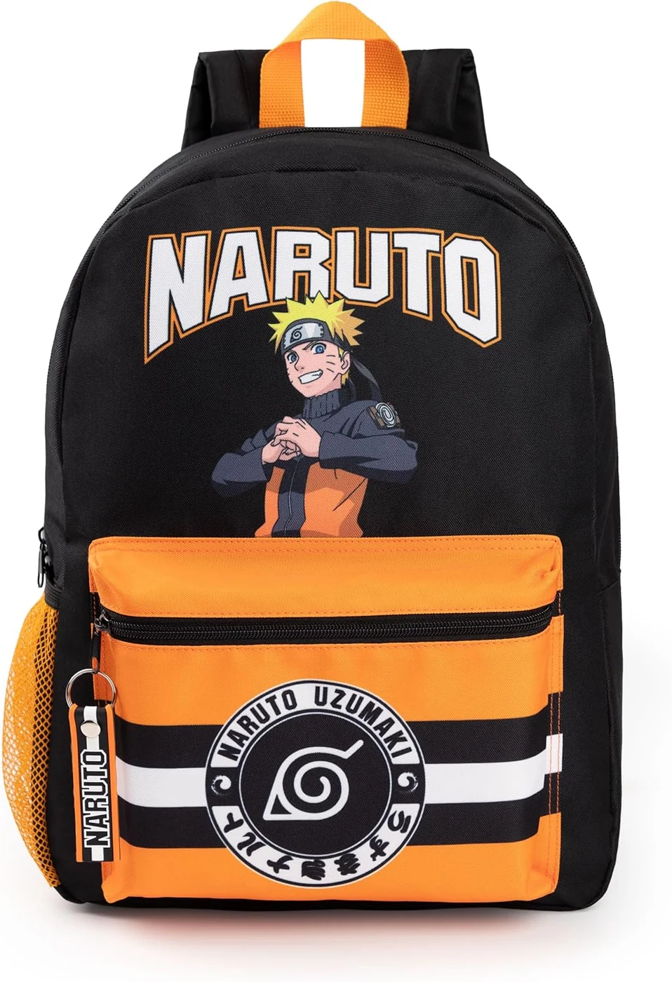 Vanilla Underground Naruto Shippuden Boys Backpack | Black & Orange Rucksack with Adjustable Straps | Uzumaki Hokagi Sports School Bag For Kids