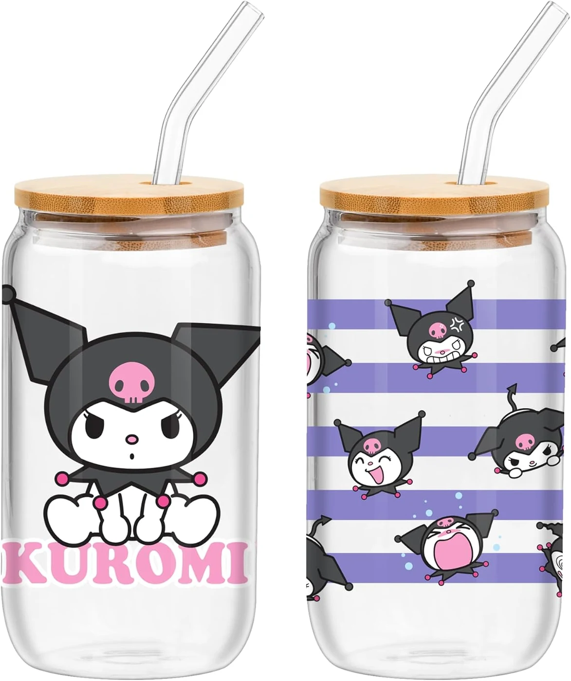 Silver Buffalo Sanrio Hello Kitty and Kuromi, 2 Pack Glass Tumbler, 16oz