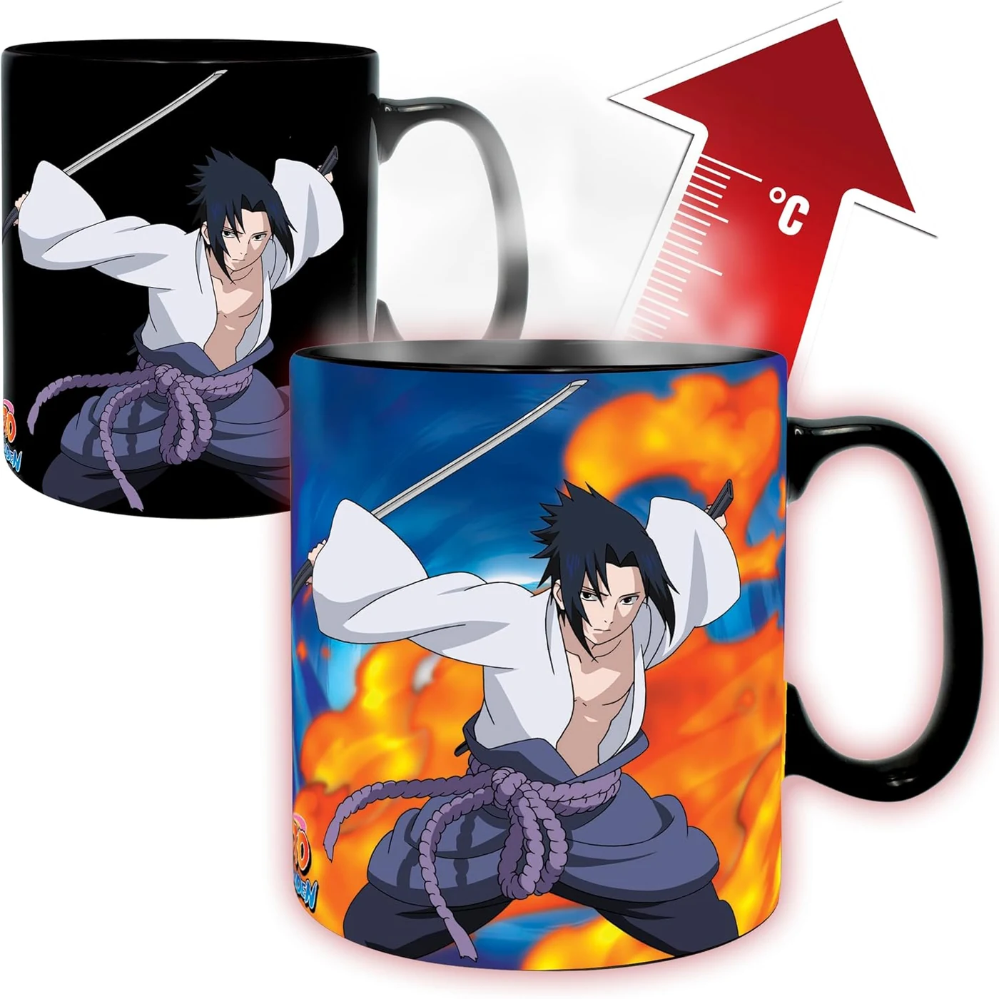 ABYSTYLE Naruto Shippuden Coffee Mug Duel Heat Change 16 Fl Oz, Anime Merch for Home Kitchen, Ideal Anime Gift, Unique Heat Changing Mug Design