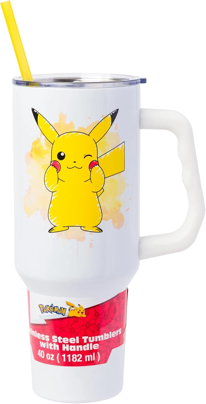 Silver Buffalo Pokémon Pikachu, Stainless Steel Tumbler, 40oz