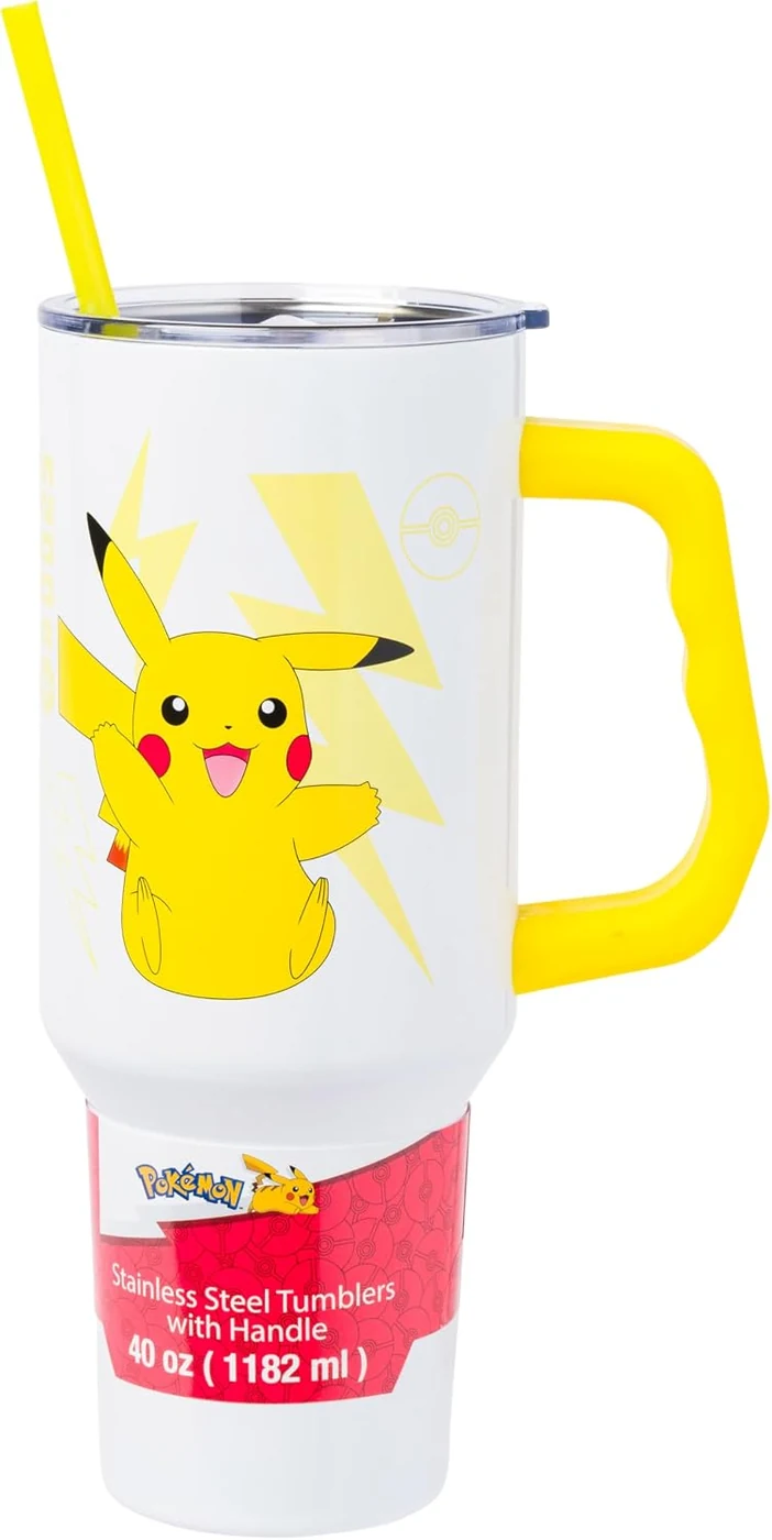Silver Buffalo Pokémon Pikachu, Stainless Steel Tumbler, 40oz