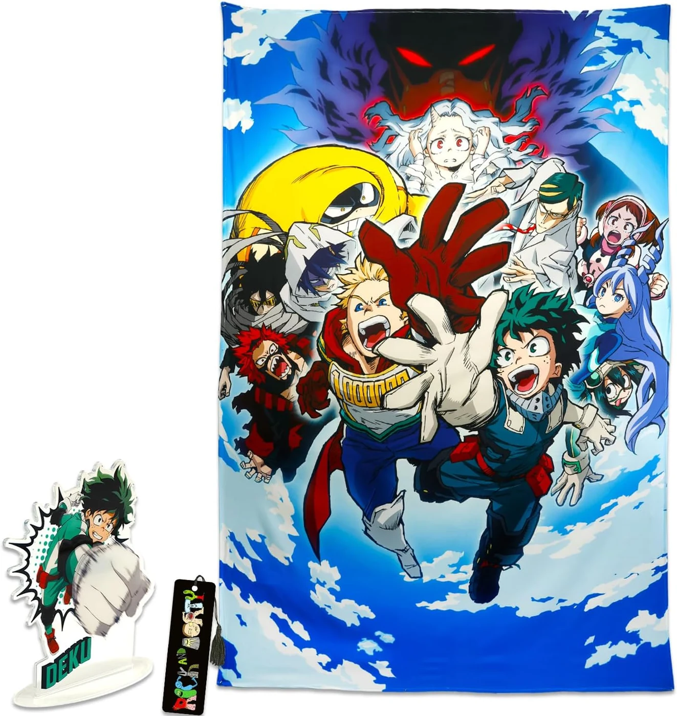 My Hero Academia Wall Tapestry Set - Bundle of 53x81" Anime Wall Art Poster Tapestry, Deku Decorative Stand Plus More | My Hero Academia Art Decor
