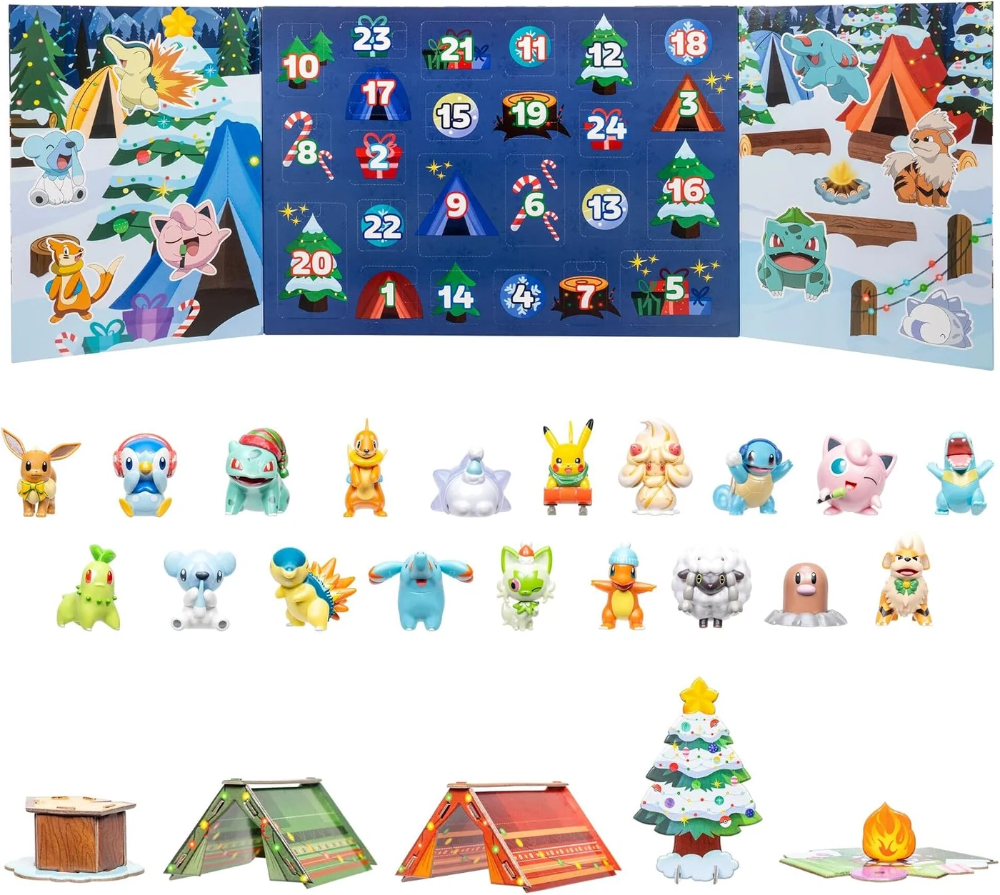Jazwares Pokemon Holiday Calendar 2026 - Features 19 2-Inch Battle Figures with Special Finish and Five Unique Accessories