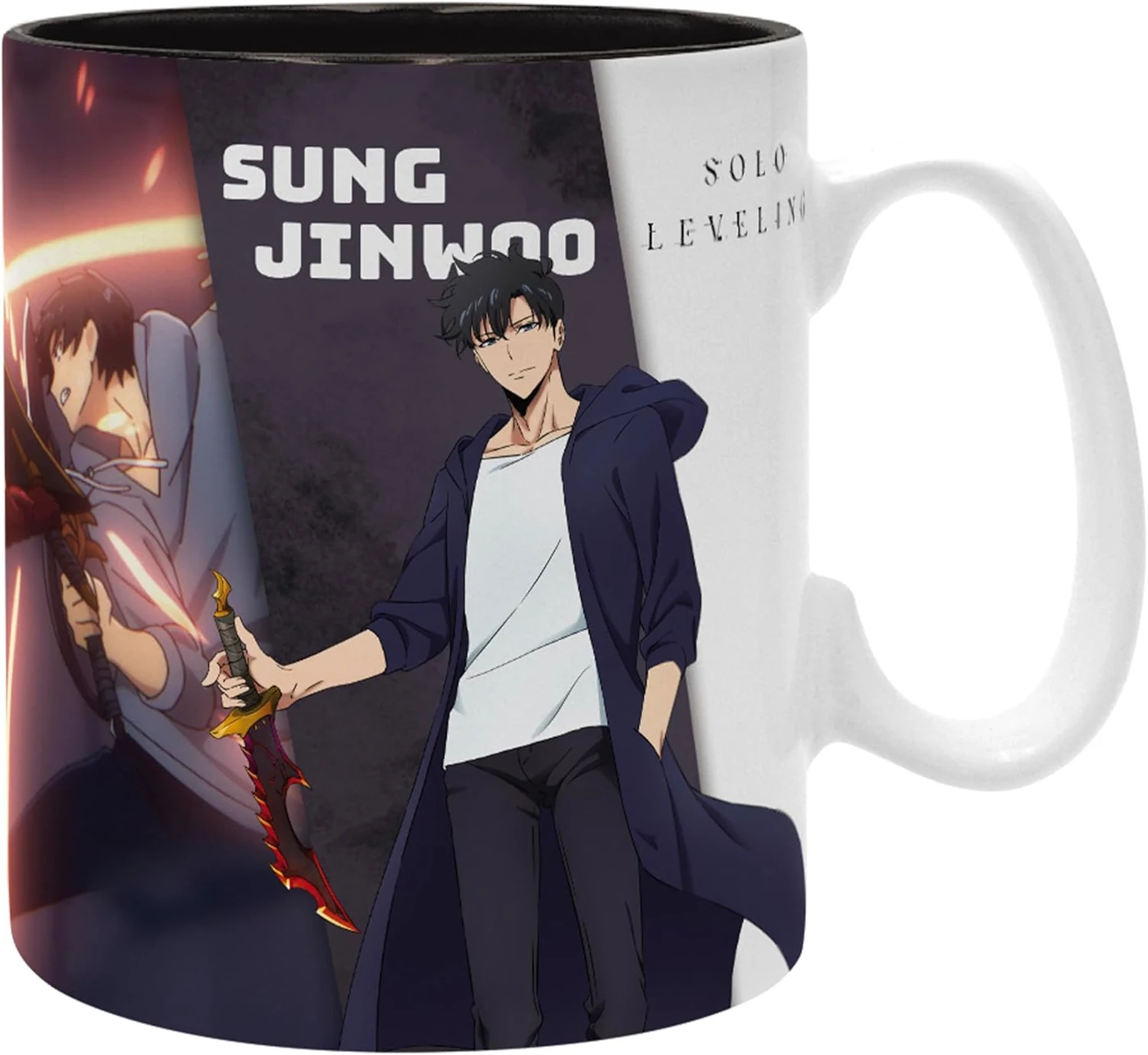 ABYSTYLE Solo Leveling Ceramic Mug 16 Fl Oz Igris and Sung Jinwoo Design Anime Manga Drinkware Home & Kitchen Merch Gift
