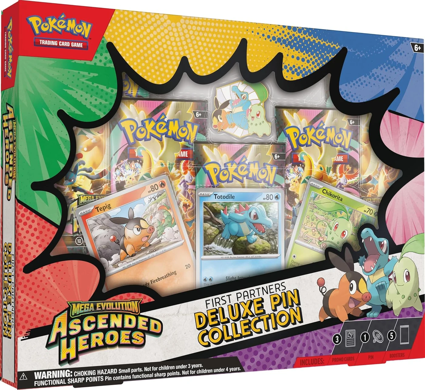 Pokémon TCG: Mega Evolution—Ascended Heroes First Partners Deluxe Pin Collection (3 Foil Promo Cards, 1 Deluxe Pin & 5 Booster Packs