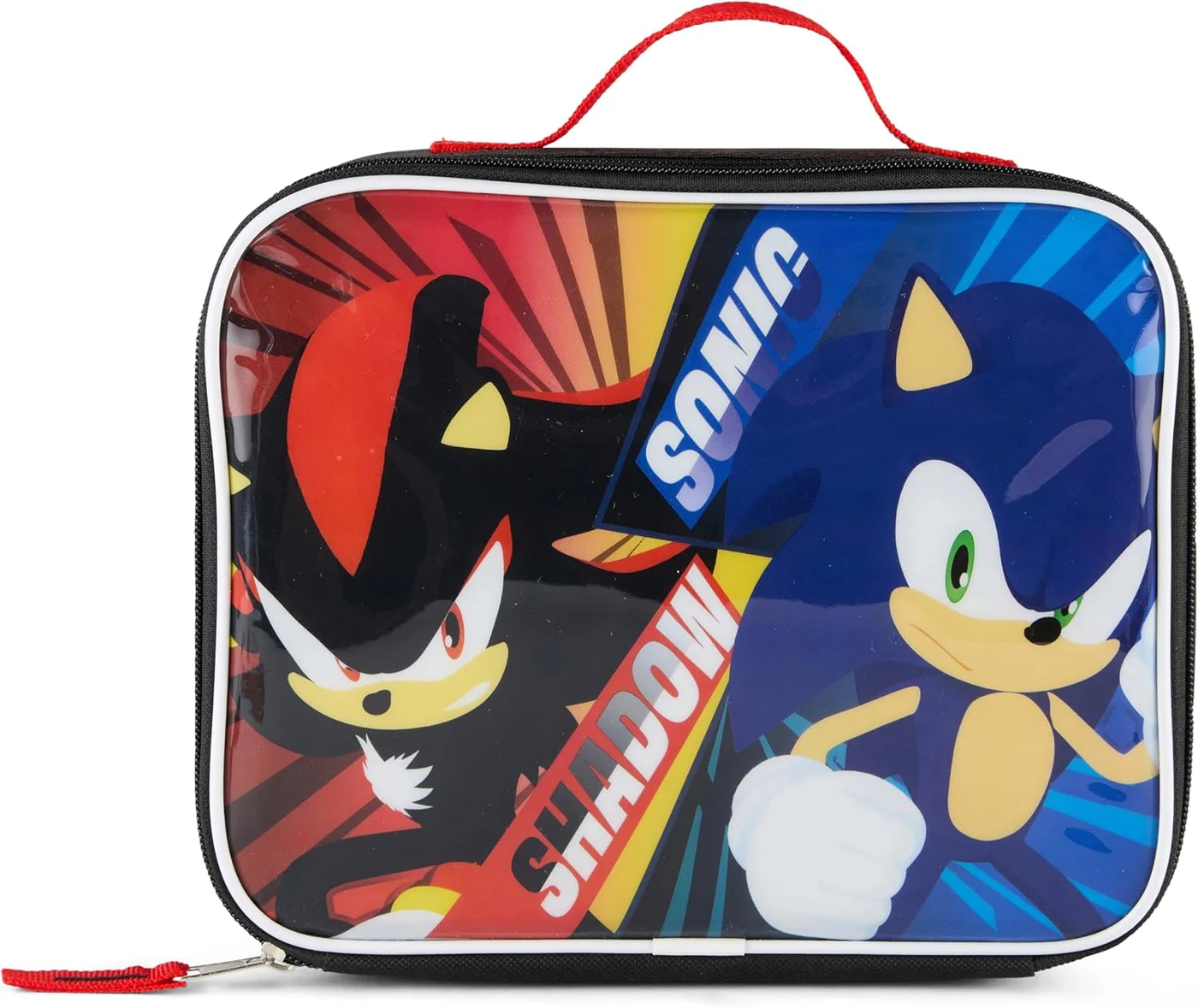 Sonic The Hedgehog & Shadow the Hedgehog Lunch Box, Full Zip Around Insulated Lunch Tote Bag For Hot and Cold Food, Black
