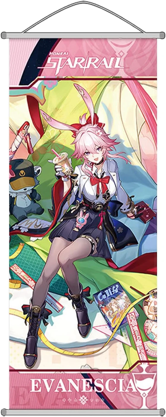 Rainteam Honkai: Star Rail Scroll Poster for Indoor Décor(27.5 inch x 10 inch), Hanging Wall HD Printing Artistic Canvas Honkai: Star Rail Character Posters for Game(Evanescia)